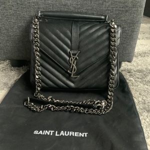 100% authentic SAINT LAURENT Matelasse Chevron Medium in Black